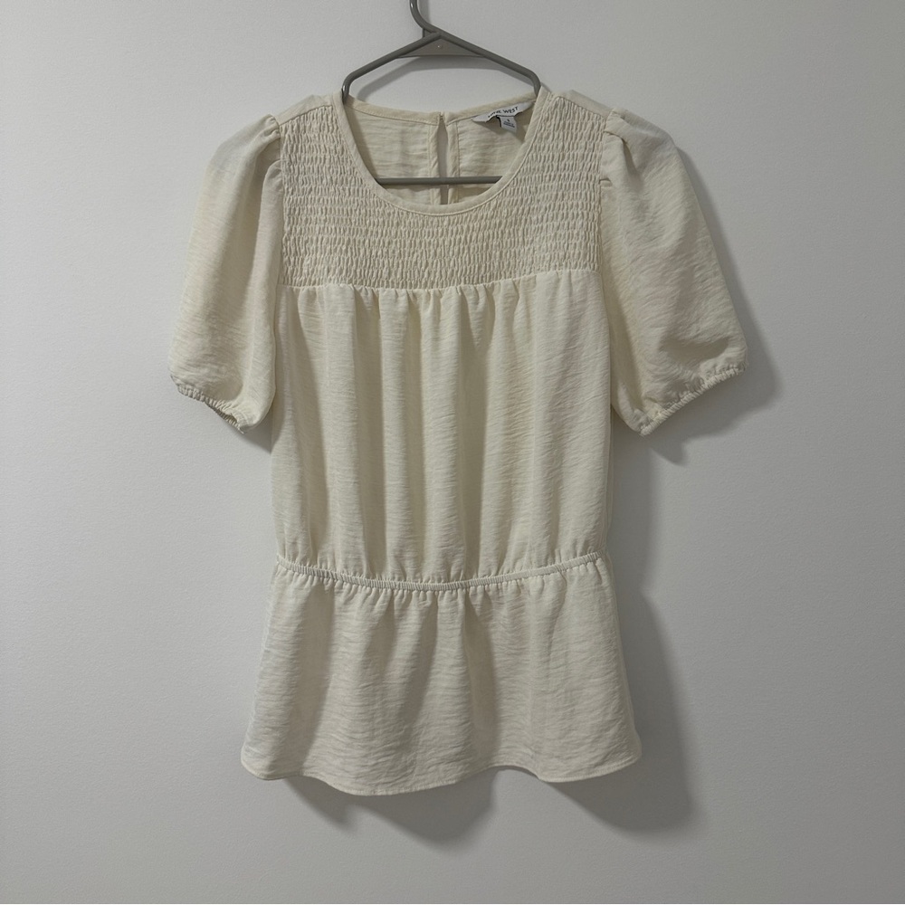 Nine West Cream Smocked Blouse